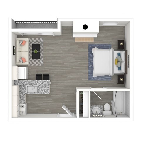 Floor plan for studio, 1 bath